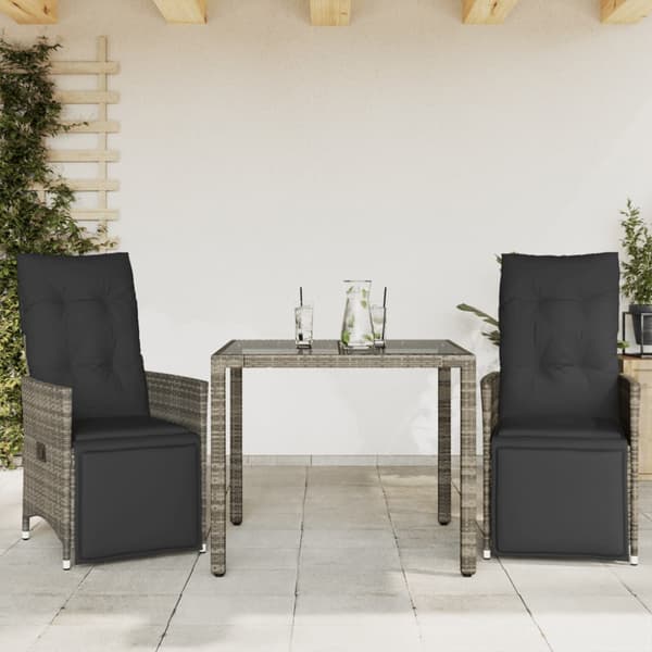 Caféset med dynor 3 delar konstrotting grå