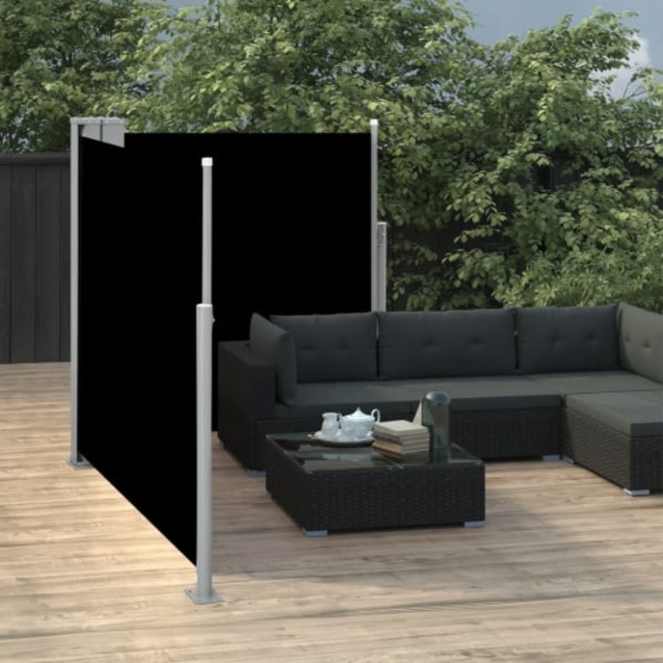 Infällbar sidomarkis svart 100x600 cm