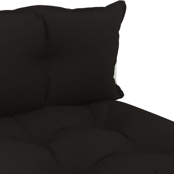 Pallsoffa mittensektion med svarta dynor trä