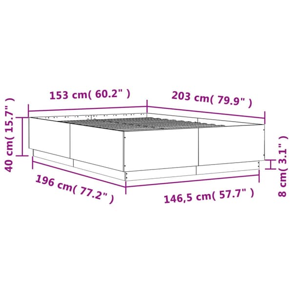 Sängram vit 150x200 cm konstruerat trä