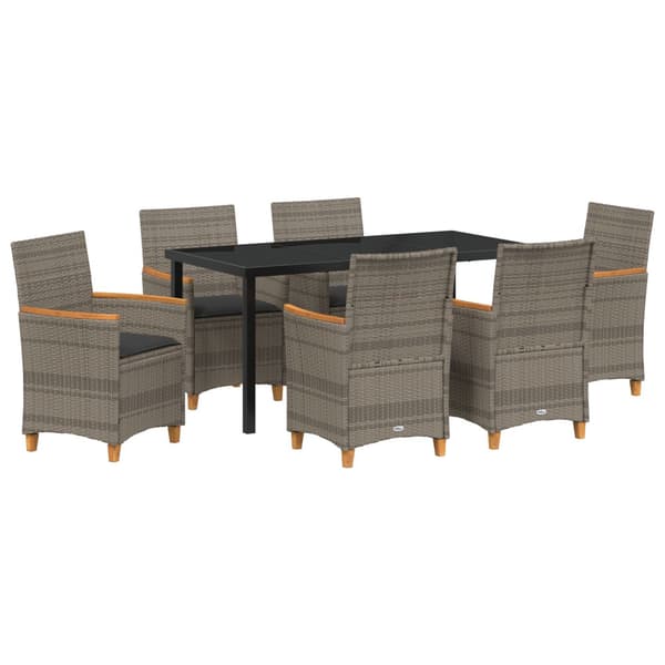 Trädgårdsmöbelset 7 pcs Grå konstrotting