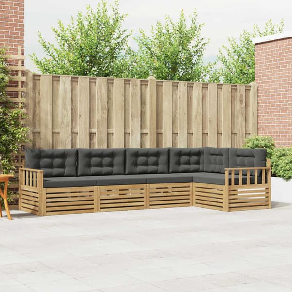 Utomhussoffset med kudde 6 pcs Vit och antracit Polyester