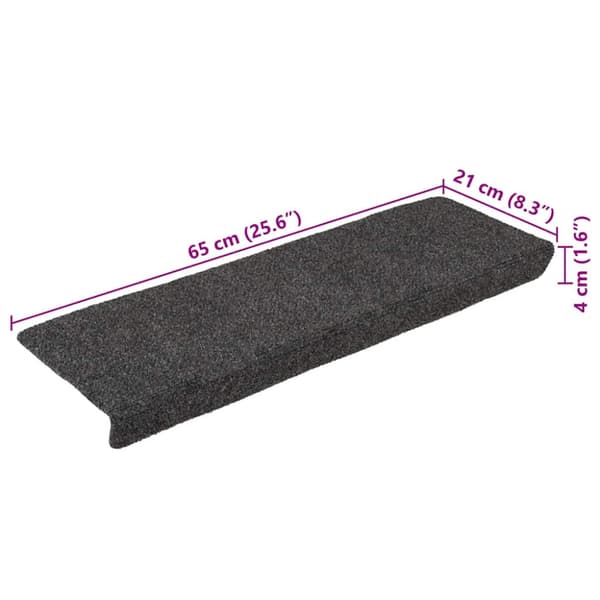 Trappmattor självhäftande 30 st 65x21x4 cm antracit rektangulär kant