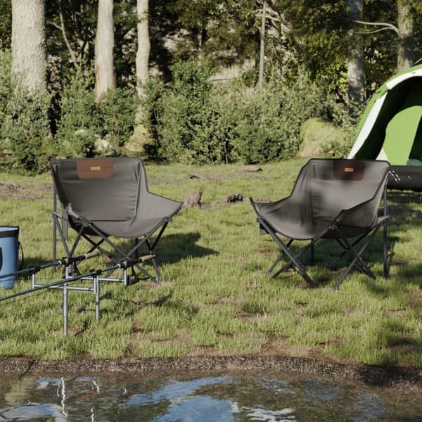 Campingstolar med ficka fällbar 2 st grå