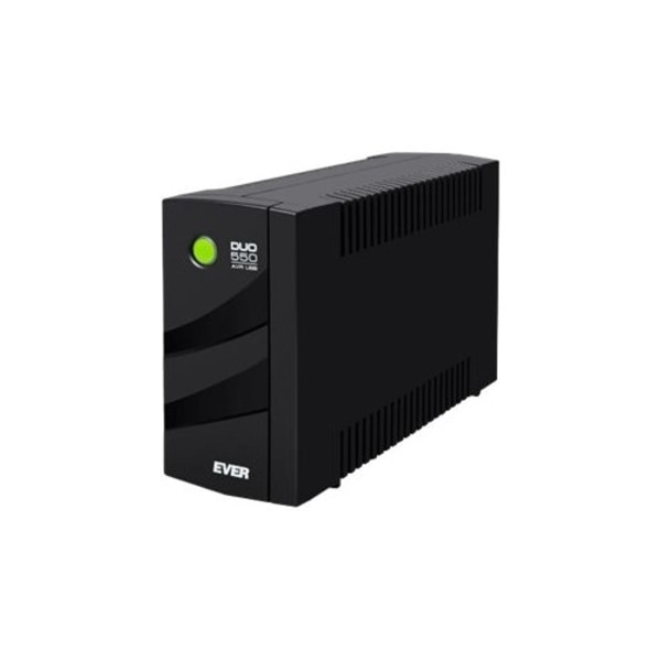 EVER DUO 550 AVR - UPS - 330 Watt - 550 VA - Bly-syra Svart