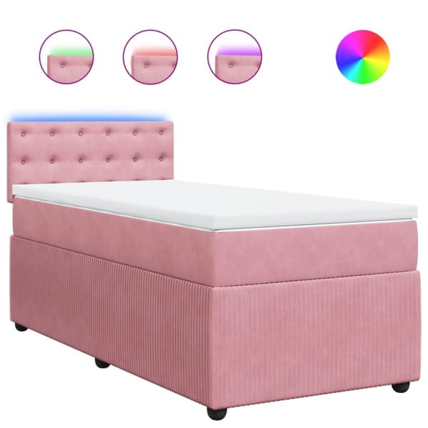 Ramsäng med madrass rosa 90x200 cm sammet