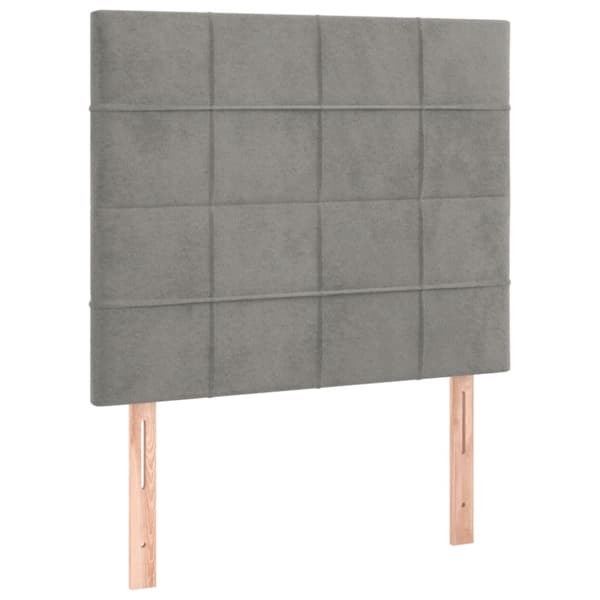 Ramsäng med madrass & LED ljusgrå 90x190 cm sammet