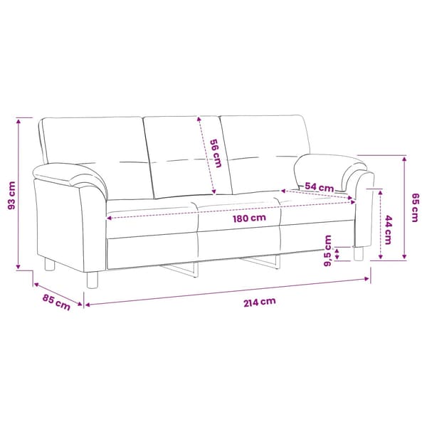 Soffa Ljusgrön 214 x 85 x 93 cm Sammet