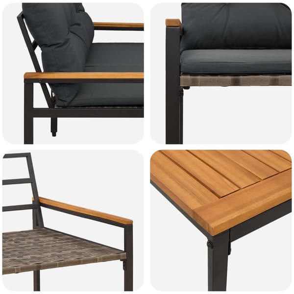 Utemöbelset 4 pcs Mörkgrå konstrotting