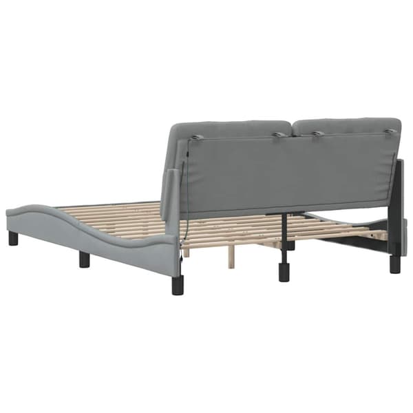 Bed Frame with LED without Mattress Light Grey 140x190 cm Fabric