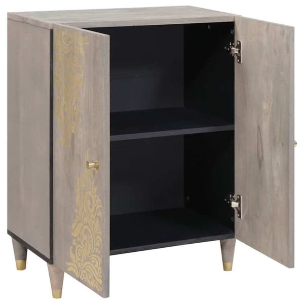 Sideboard Grå och Guld 60 x 33 x 75 cm Massivt mangoträ