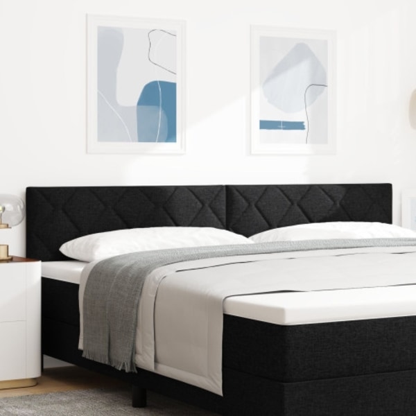 Sänggavel med diamantblockdesign Svart 200 cm Ställning