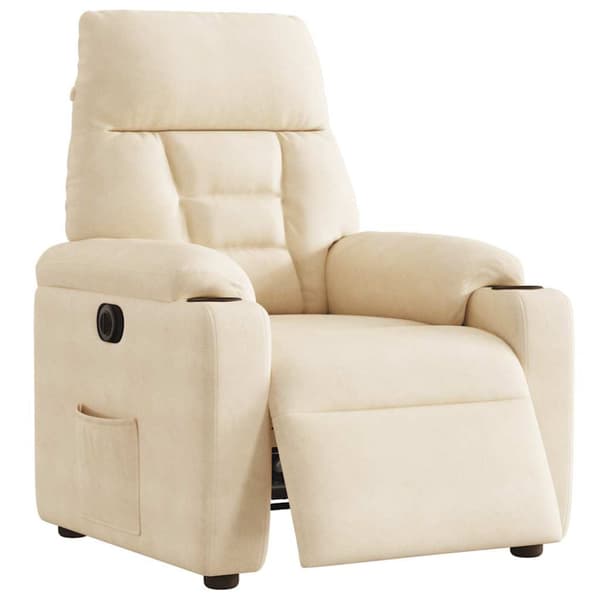 Elektrisk reclinerfåtölj beige mikrofibertyg