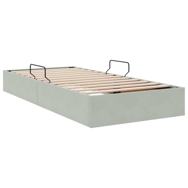 Ottoman Sängram med lagring Ljusgrå 90 x 200 cm Sammet