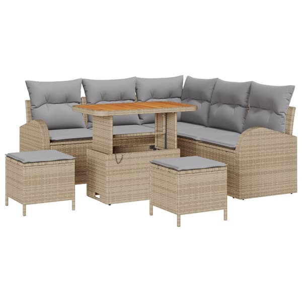 Trädgårdsoffset med kudde 8 pcs Beige konstrotting
