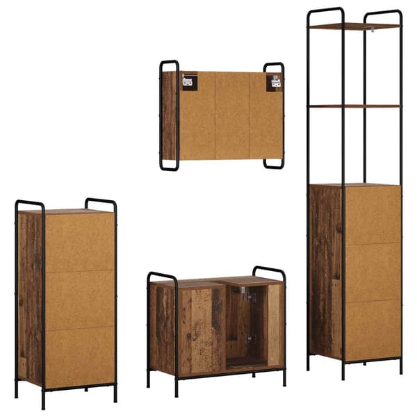 Badrumsskåpsset 4 st Gammalt trä 40 x 36 x 200,5 cm