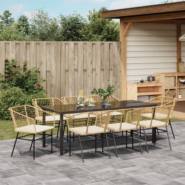 Trädgårdsmöbelset 9 pcs Brun konstrotting
