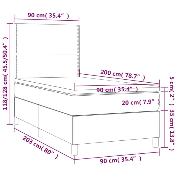 Ramsäng med madrass ljusgrå 90x200 cm tyg