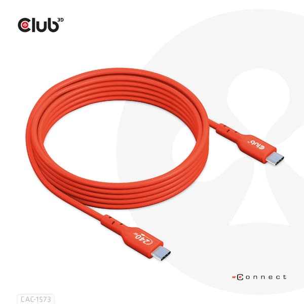 Club 3D - USB typ C-kabel - USB-C till USB-C - 2 m