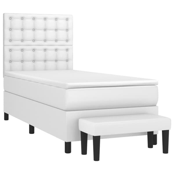 Ramsäng med madrass vit 90x200 cm konstläder