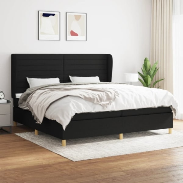 Ramsäng med madrass svart 200x200 cm tyg