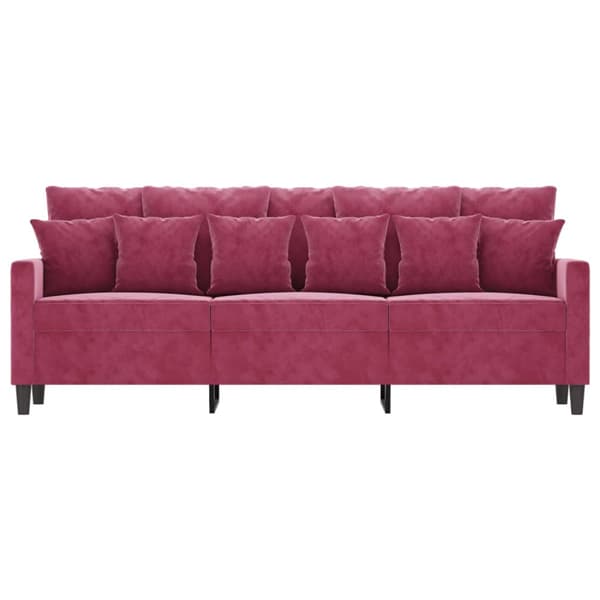 3-sitssoffa vinröd 180 cm sammet