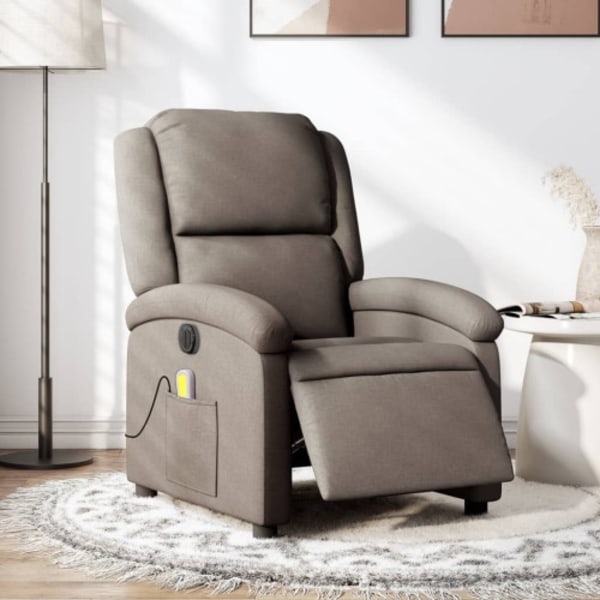 Elektrisk massagefåtölj taupe tyg
