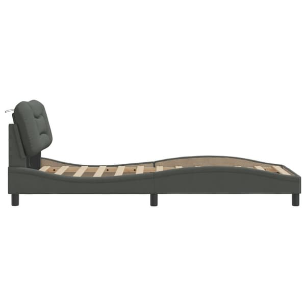 Bed Frame with LED without Mattress "Hvar" Dark Grey 80x200 cm Fabric