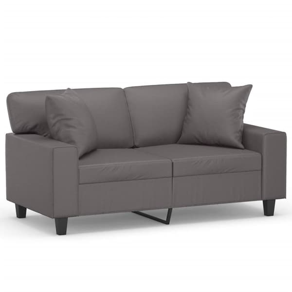 2-sits soffa med prydnadskuddar grå 120 cm konstläder