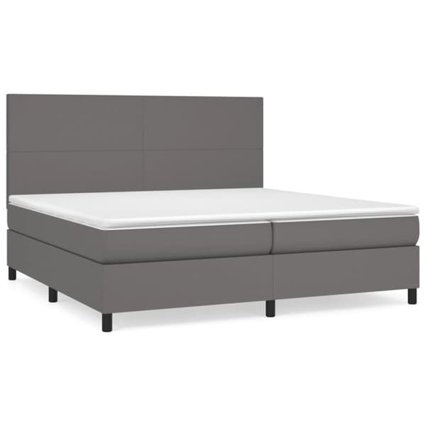 Ramsäng med madrass grå 200x200 cm konstläder