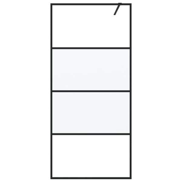 Duschvägg svart 90x195 cm halvfrostat ESG-glas