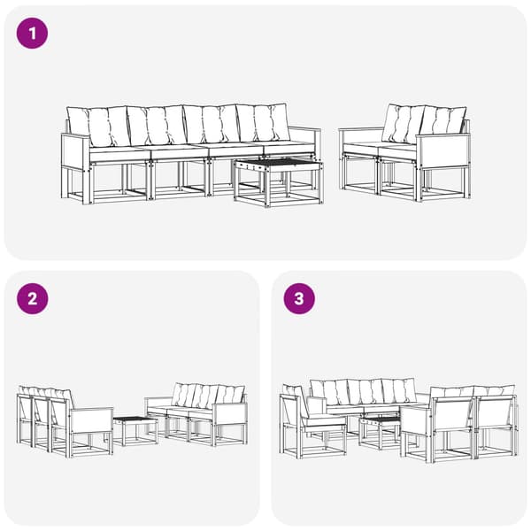 Utomhussoffset med kudde 7 pcs Naturlig och Beige
