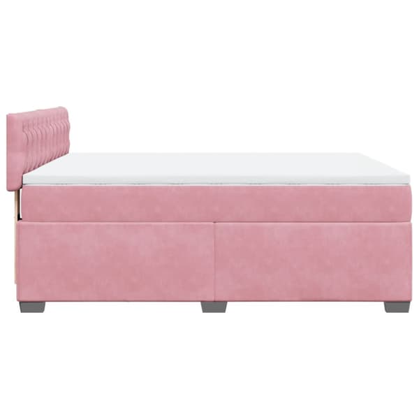 Ramsäng med madrass mörk rosa 140x200 cm sammet