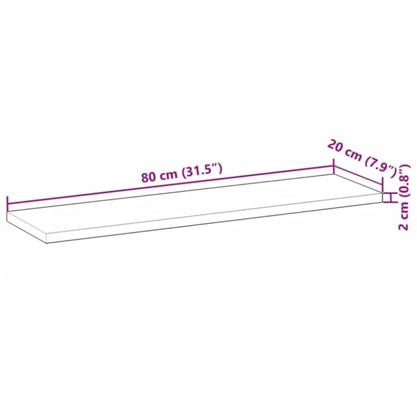 Bordsskiva 80x20x2 cm rektangulär massiv akacia