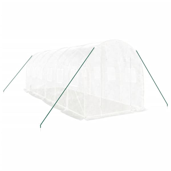 Växthus med stålram vit 12 m² 6x2x2 m