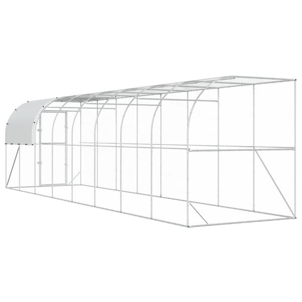Hönshus mot Vägg Silver 800 x 200 x 215 cm Galvaniserat stål