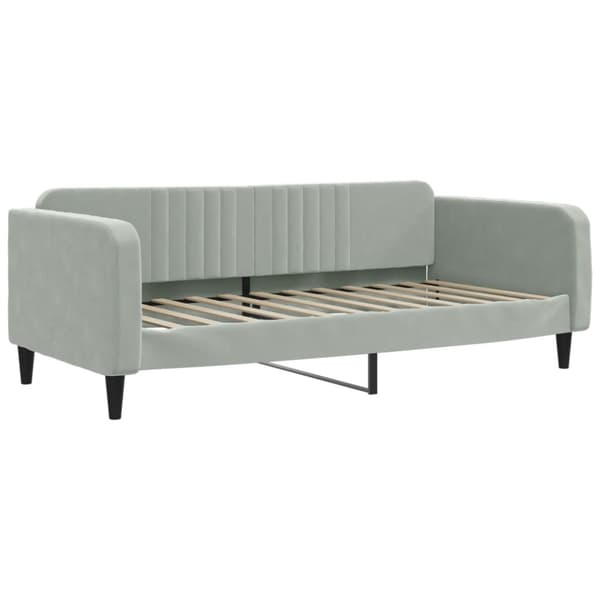 Dagbädd med madrass ljusgrå 90x200 cm sammet