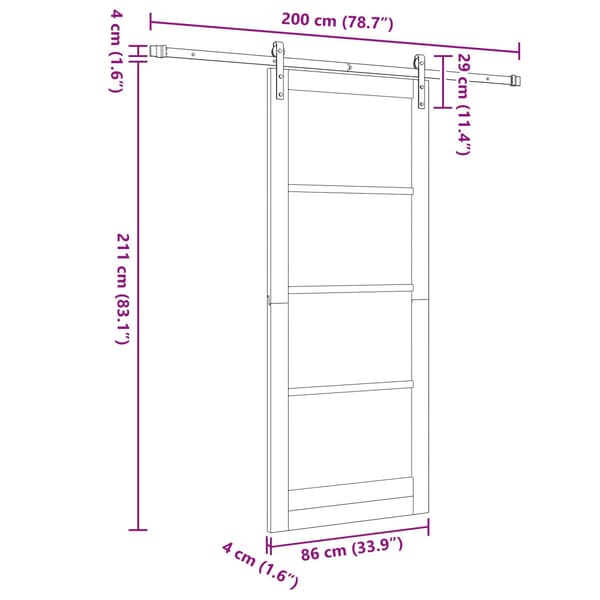 Skjutdörr 86 x 211 cm Konstruerat trä Vit
