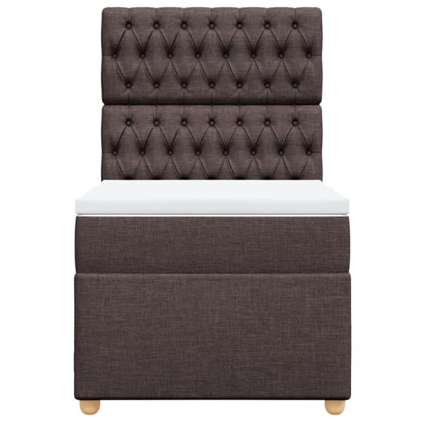Ramsäng med madrass mörkbrun 90x190 cm tyg