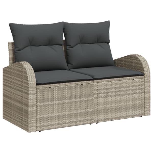 Trädgårdsoffset med kudde med lagring 7 pcs Ljusgrå Poly Rattan