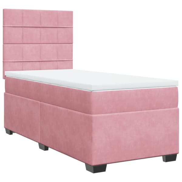 Ramsäng med madrass rosa 100x200 cm sammet