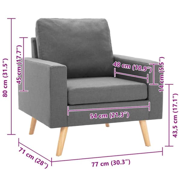 Fåtölj ljusgrå tyg