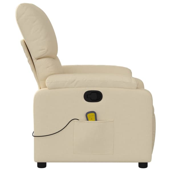 Massagefåtölj gräddvit tyg