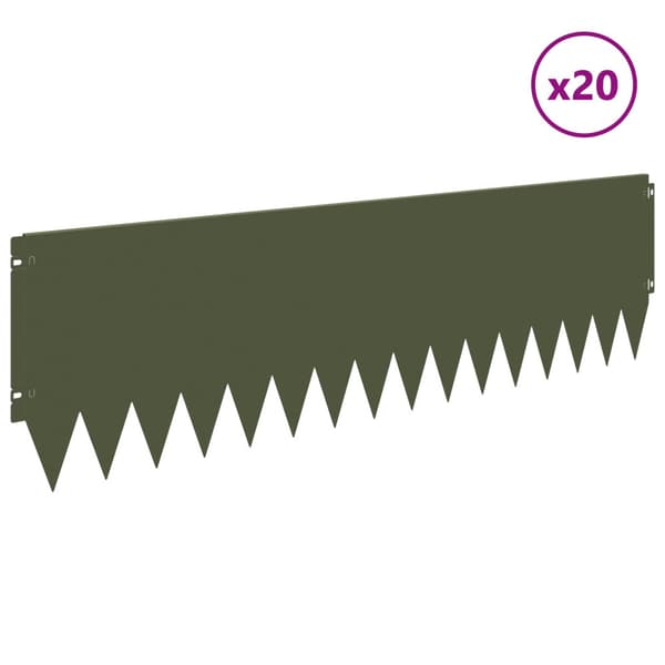 Kant för gräsmatta 20 pcs 103 x 30 cm Stål Olivgrön