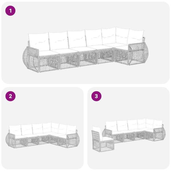 Trädgårdsoffset 6 pcs Beige och krämvit konstrotting