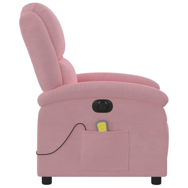 Elektrisk massagefåtölj rosa sammet