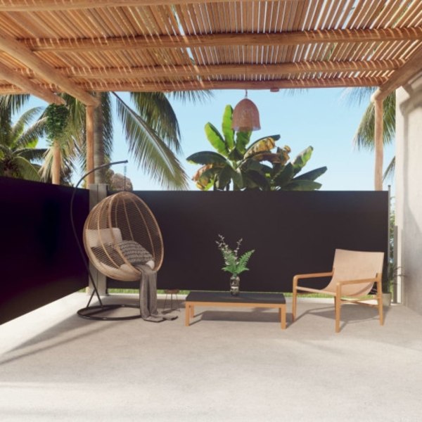Infällbar sidomarkis svart 140x600 cm