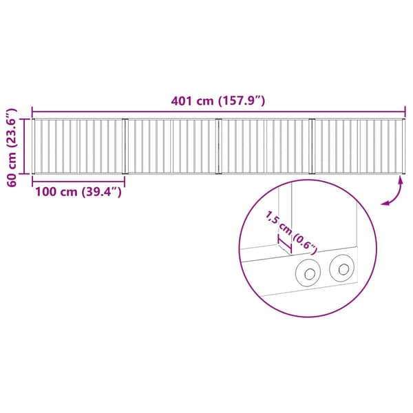 Hundgrind 4 pcs Svart 100 x 60 cm Galvaniserat Stål