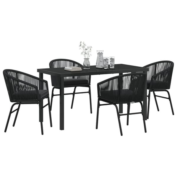 Trädgårdsmöbelset 5 pcs Svart Pulverlackerat stål