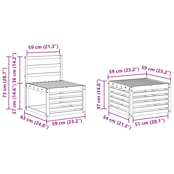 Utomhussoffset 4 pcs Naturlig